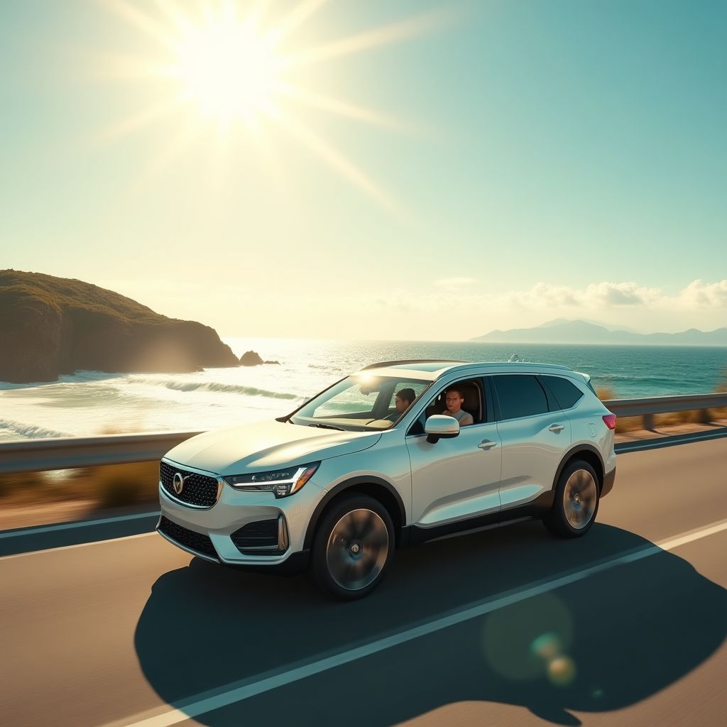 SUV sur une route côtière